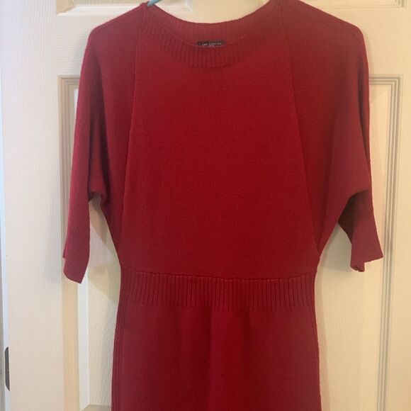 THE LIMITED SWEATER DRESS DARK RED DOLMAN SLEEVE CORPCORE SZ MED PETITE - Picture 2 of 9